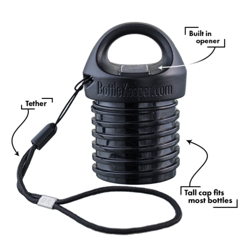 Cap with opener & tether