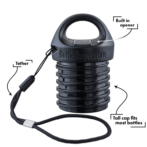 Opener with cap and tether